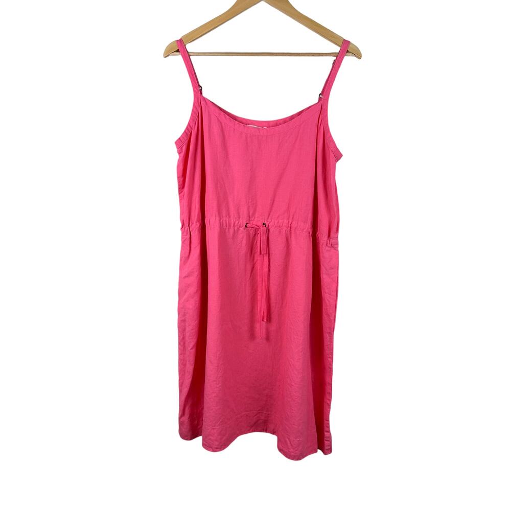 Eileen Fisher Womens Pink Organic Linen Dress Sleeveless Size Large Sun Resort